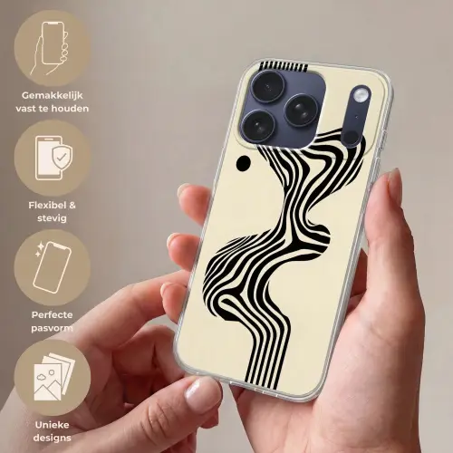 Beige - Lijnen - Golvend -  Abstract Telefoonhoesje iPhone 17 Pro klein -sfeer3_NL