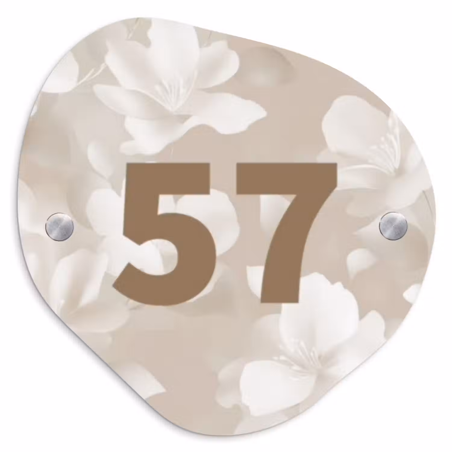 Naambordje voordeur - Organisch - Beige bloemen - Traditioneel
