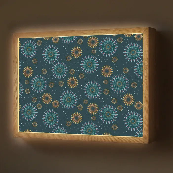 Blauw - Patroon - Retro Light Box met batterij (Wandlamp) middel 907 -z3d_website