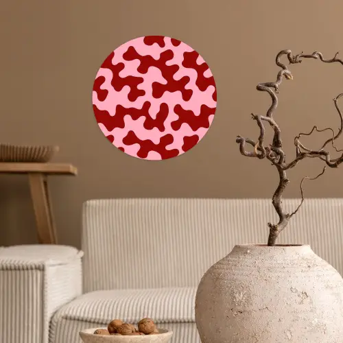 Modern - Abstract - Rood Wandcirkel behangsticker klein 186 -sfeer1