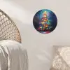 Kerstboom - Kerst - Abstract - Kleurrijk Wandcirkel behangsticker klein -sfeer4