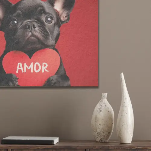 Amor - Hond  - Hartje - Rood PET vilt klein -sfeer6_closeup