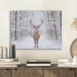 Hert - Winter - Bos - Natuur - Wit PET vilt klein -sfeer1