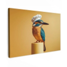 Ijsvogel - Pilaar - Koksmuts - Vogel Tuinposter op houten frame 2 cm dik klein -3d