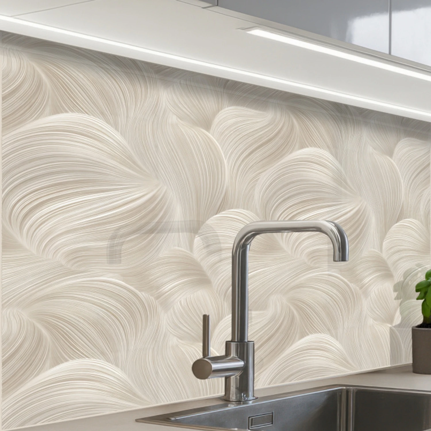 Lijnen - Waaier - Beige keuken achterwand 2 middel 865 -zzzz3d_schuin