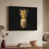 Ananas - Zwart - Goud - Luxe Textielframe zwart klein -sfeer3