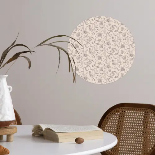 Patroon - Bloemen - Paars Wandcirkel behangsticker klein 186 -sfeer3