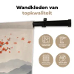 Aziatisch - Bloesem - Rood Wandkleed katoen middel -sfeer2