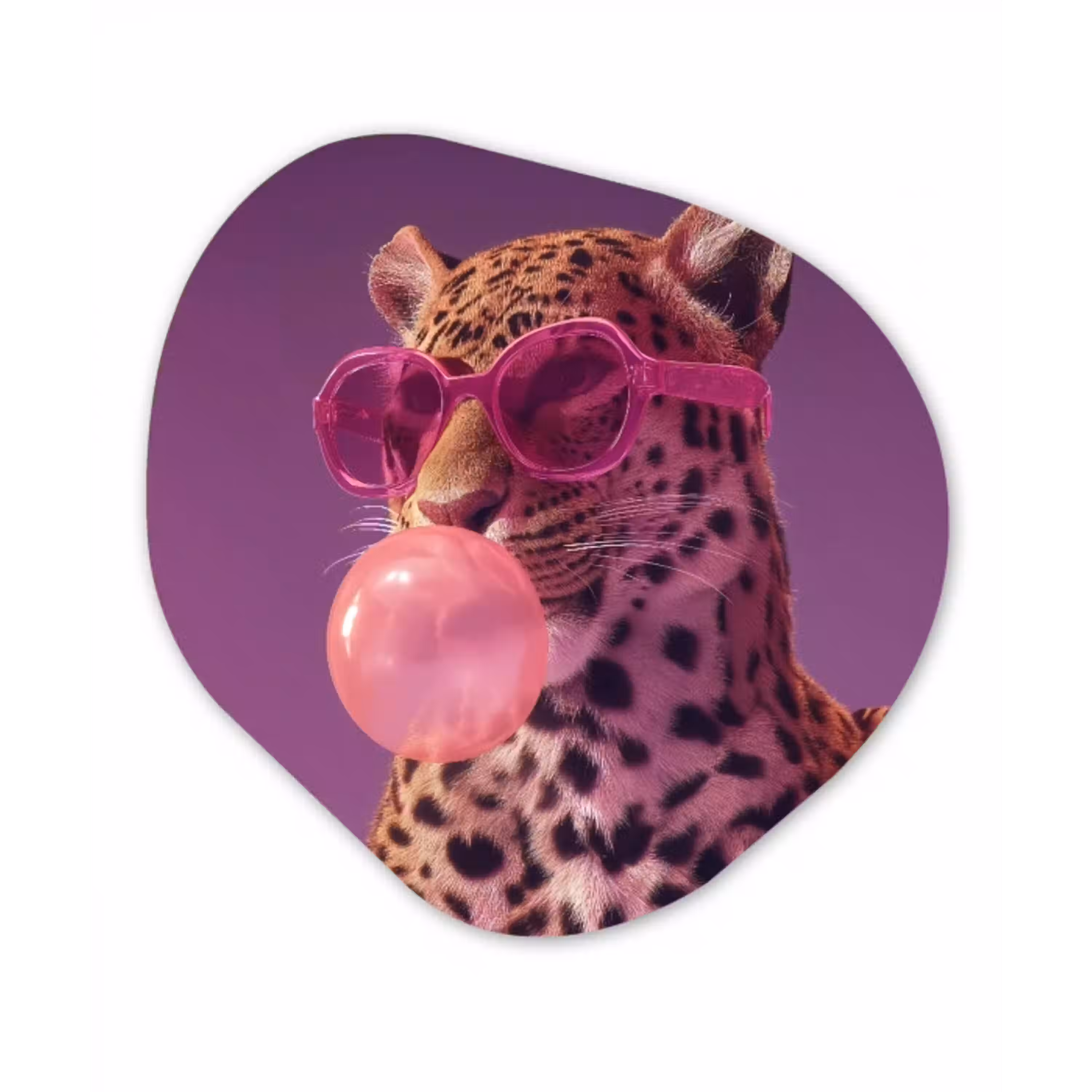 Panter - Zonnebril - Kauwgombel - Roze Wandcirkel Organisch Plexiglas middel -3d