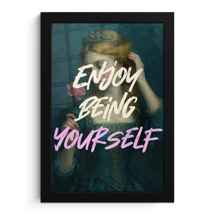 Vrouw - Roos - Quote fotolijst zwart zonder passe partout klein -3d
