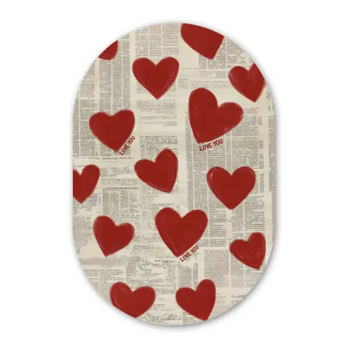 Hartjes - Krant - Loveyou Wandcirkel Ovaal Forex klein -3d