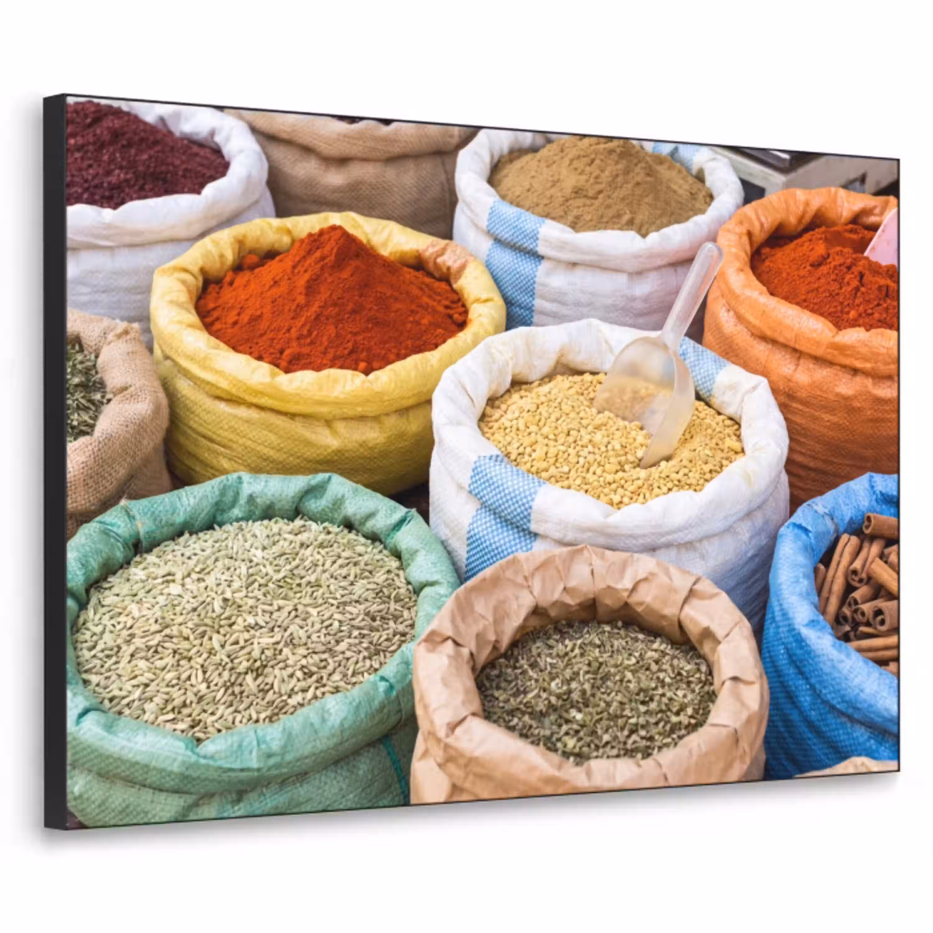 Kruiden - Zakken - Markt Textielframe zwart klein -3d