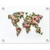 Wereldkaart - Kleurrijk - Bloemen - Lente tuinposter los doek klein -3d