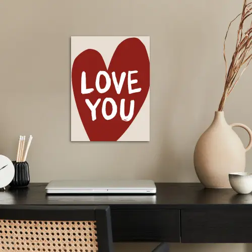 Loveyou - Hart - Rood poster papier klein -sfeer1