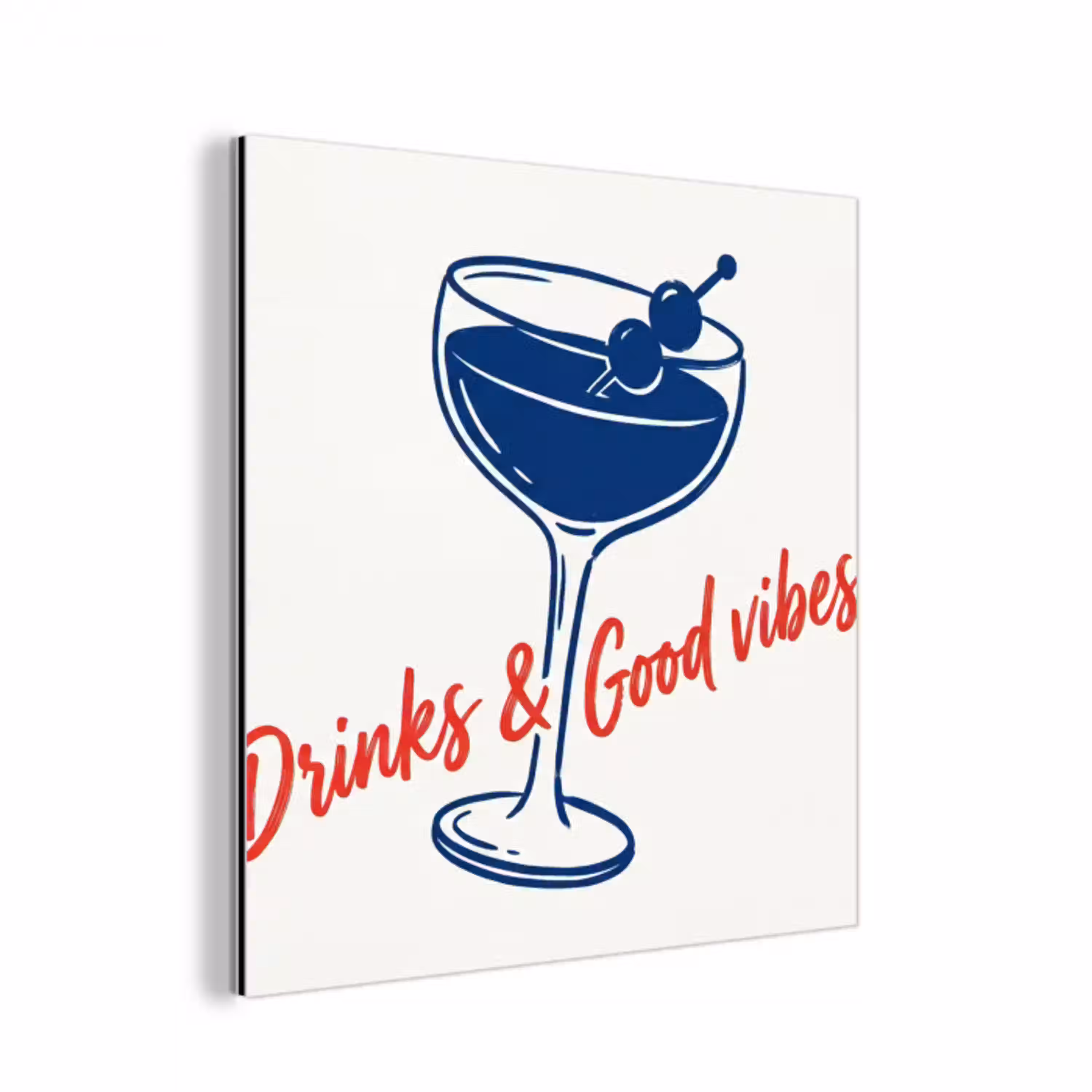 Cocktail - Glas - Illustratie - Blauw - Wit aluminium wit klein -3d