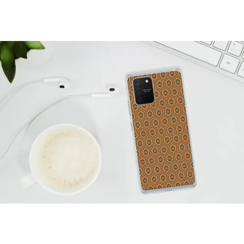 Okergeel - Patroon - Bloem - Donkerblauw Telefoonhoesje Samsung Galaxy S10 Lite klein 364 -oordopS10Lite