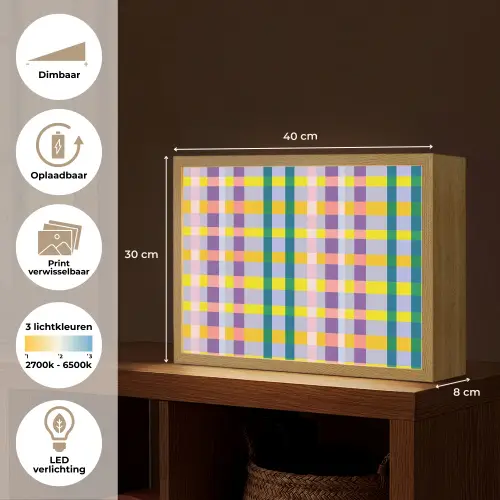 Ruit - Patroon - Kleurrijk Light Box met batterij (Wandlamp) middel 907 -USP_websiteoverzichtNL