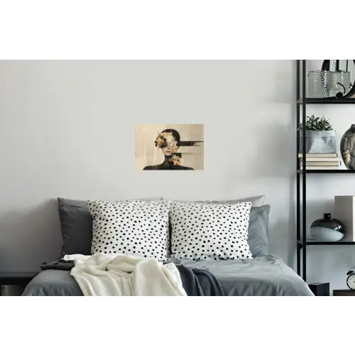 Gezicht - Bloemen - Zwart - Vrouw Muursticker klein -slaapkamer