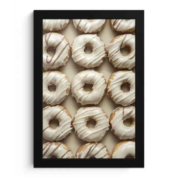 Donuts - Chocolade - Wit - Beige fotolijst zwart zonder passe partout klein -3d