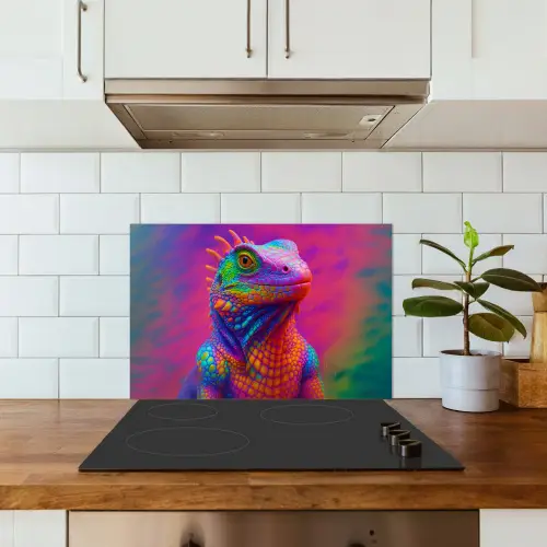 Kameleon - Dieren - Neon - Kleur keuken achterwand spatscherm klein -sfeer2