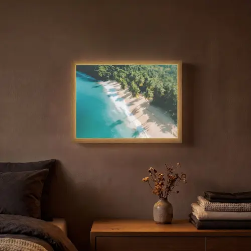 Tropisch - Strand - Water - Palmbomen Light Box met batterij (Wandlamp) middel -sfeer4