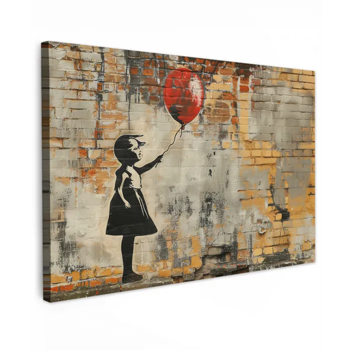 Graffiti - Banksy - Meisje - Street art canvas 2cm klein -z3d