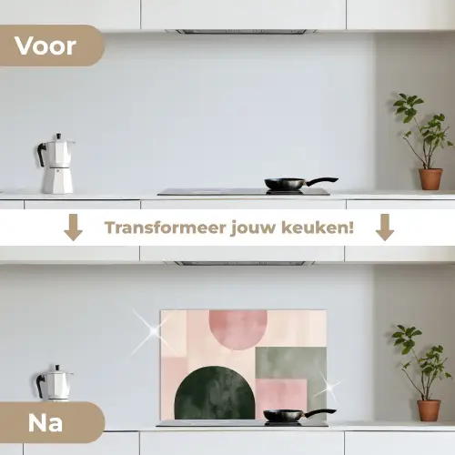 Vormen - Abstract - Cirkel - Zwart keuken achterwand spatscherm klein -voor_na_NL