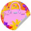 Tas - Roze - Bloemen Wandcirkel behangsticker klein -3d