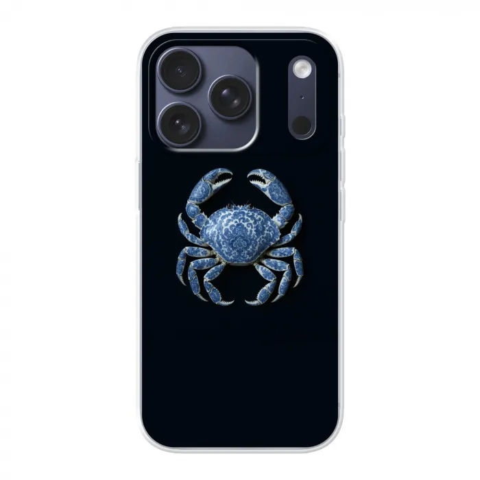 Krab - Delfts blauw - Dieren Telefoonhoesje iPhone 17 Pro klein -3d