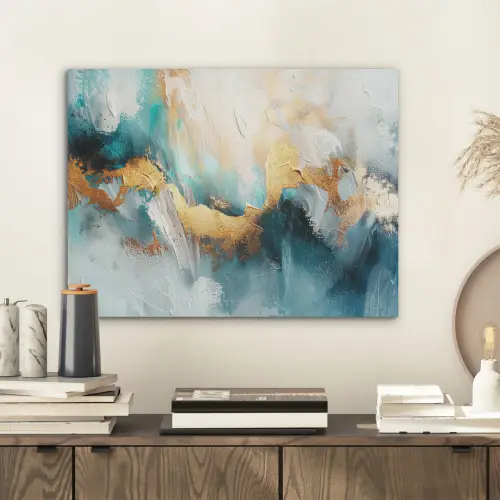 Abstract - Kunst - Gold - Blauw PET vilt klein -sfeer1