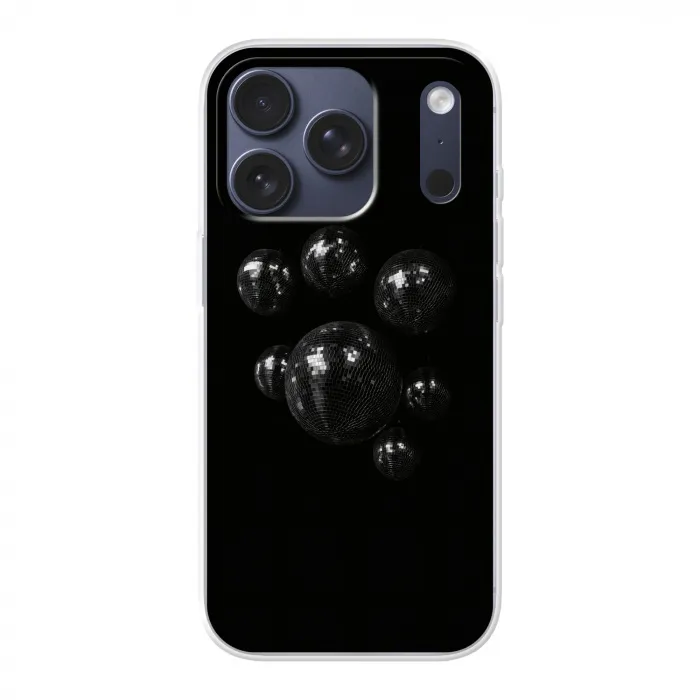 Discoballen - Minimalistisch - Zwart Telefoonhoesje iPhone 17 Pro klein -3d