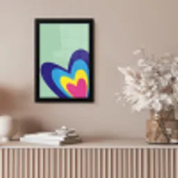 Hartjes - Kleurrijk - Valentijn fotolijst zwart zonder passe partout klein -sfeer5