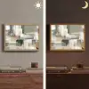 Penseelstreken - Abstract - Aardetinten Light Box met batterij (Wandlamp) middel -sfeer3