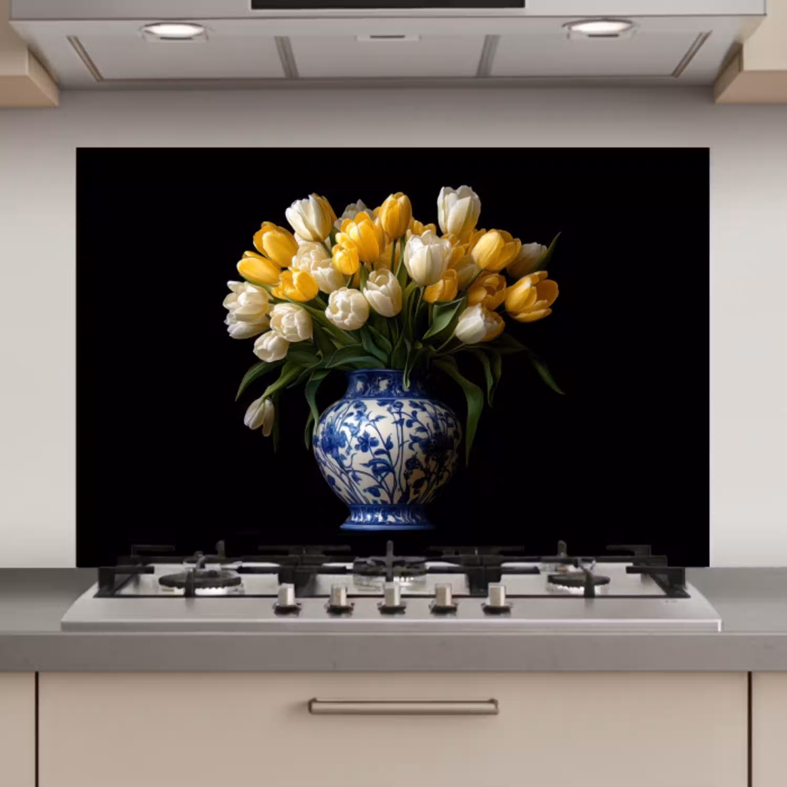Geel - Tulpen - Vaas - Bloemen keuken achterwand spatscherm klein -3d_website