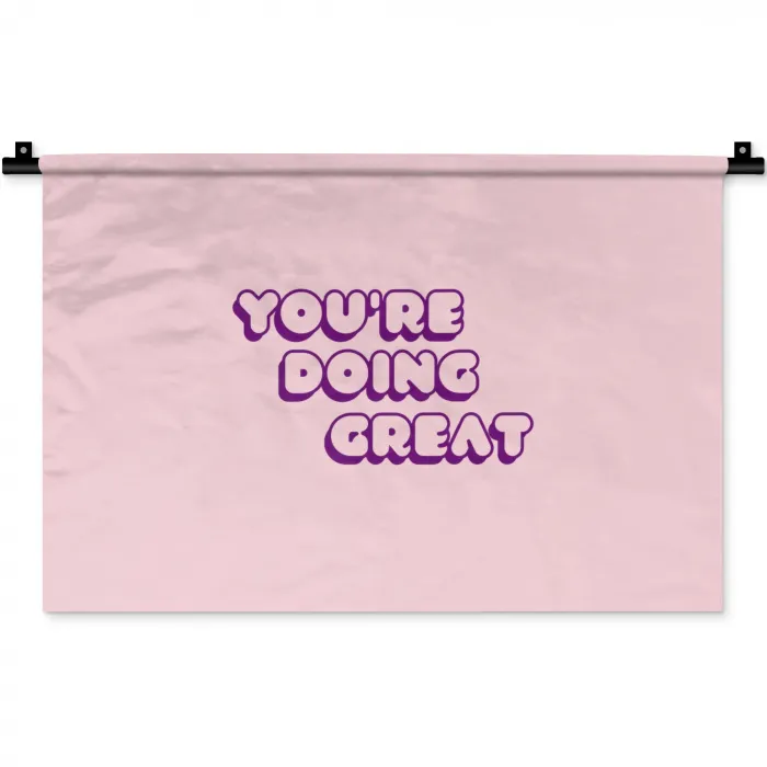 You're doing great - Roze - Bubble letters Wandkleed katoen klein -zz3d
