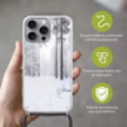 Bos - Sneeuw - Pad - Winter - Stilte Hoesje iPhone 16 Pro Max met koord klein -sfeer2_NL