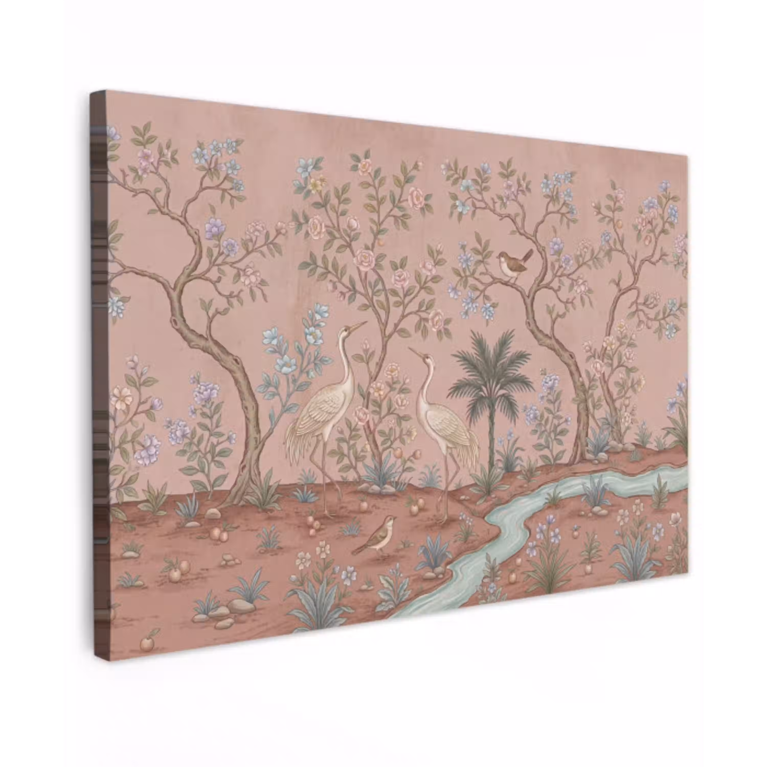 Nostalgisch - Reigers - Roze canvas 2cm klein -z3d