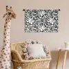 Bloemen - Patroon - Zwart - Wit Wandkleed katoen klein 269 -wsfeer5_kind