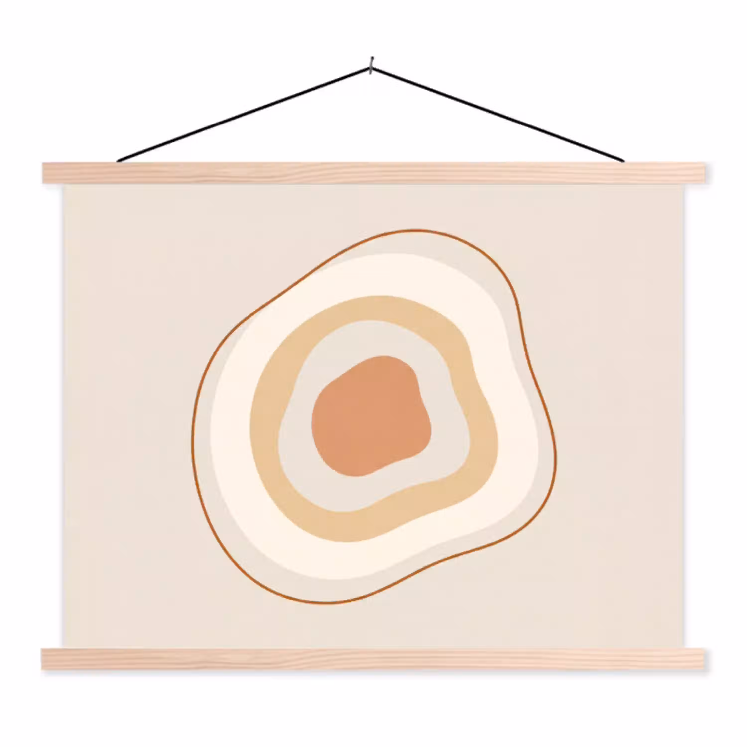 Abstract - Organisch - Modern - Beige - Kunst textielposter latten blank klein -3d