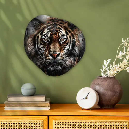 Tijger - Dieren - Portret - Luxe - Zwart Wandcirkel Organisch Forex 3mm klein -sfeer2