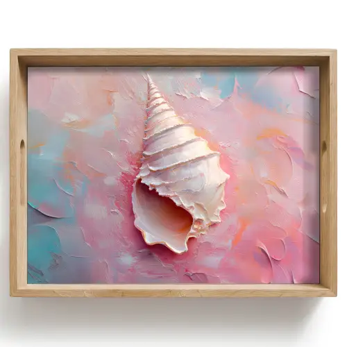 Schelp - Pastel - Pink Dienblad Rechthoek middel -z3d_shopping