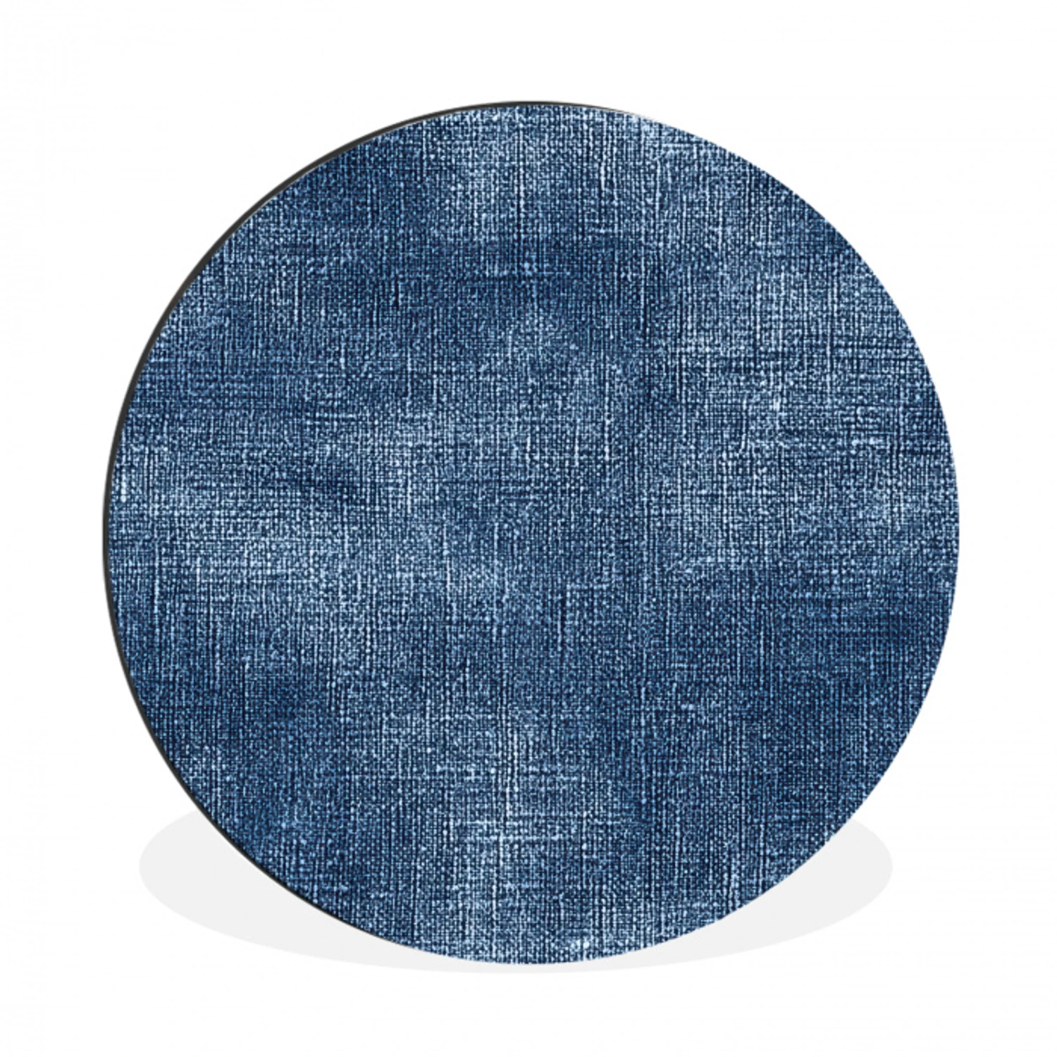 Linnen - Textuur - Patroon - Denim - Rustiek Wandcirkel aluminium klein 190 -3d
