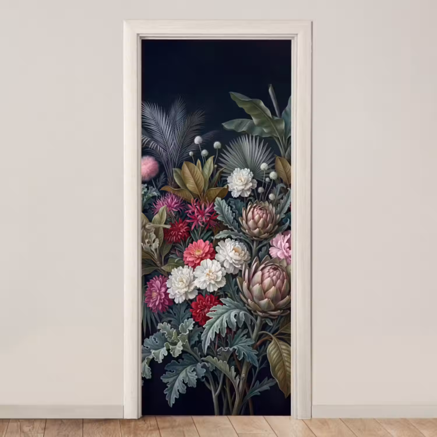 Deursticker - Planten - Tropisch - Botanisch - Donker - Groen
