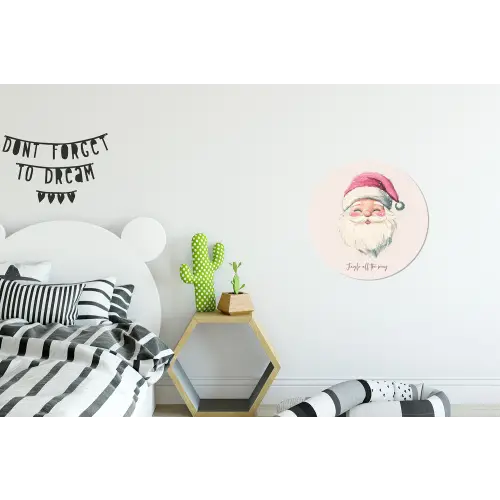 Kerstman - Kerst - Quote - Beige Wandcirkel aluminium klein -kinderkamer
