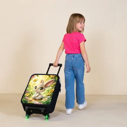 Konijn - Zonlicht - Sprookjesachtig - Vlinder Kinderkoffer - Zwart klein -sfeer1