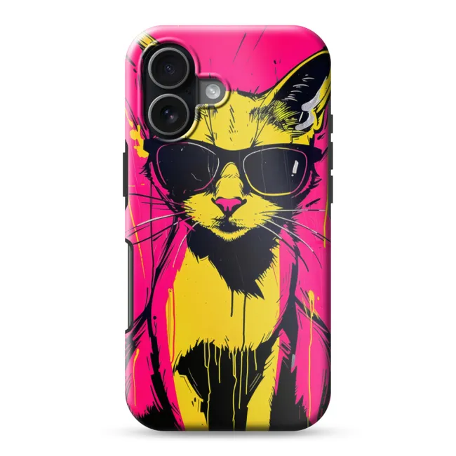 Telefoonhoesje Toughcase - Kat - Art - Zonnebril - Roze