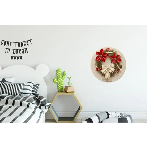 Deurkrans - Strik - Kerst - Rood - Groen Wandcirkel aluminium klein -kinderkamer