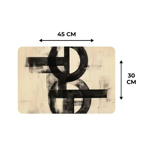 Cirkels - Balken - Zwart - Abstract Placemat vinyl groot -specs