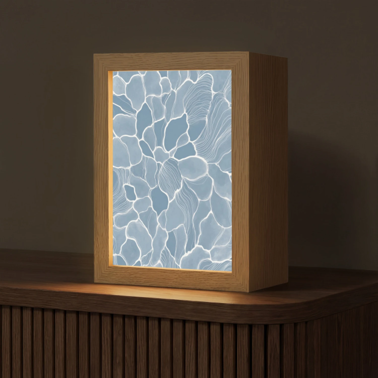 Abstract - Blauw - Bladeren Light Box met kabel (Tafellamp) klein -z3d_website