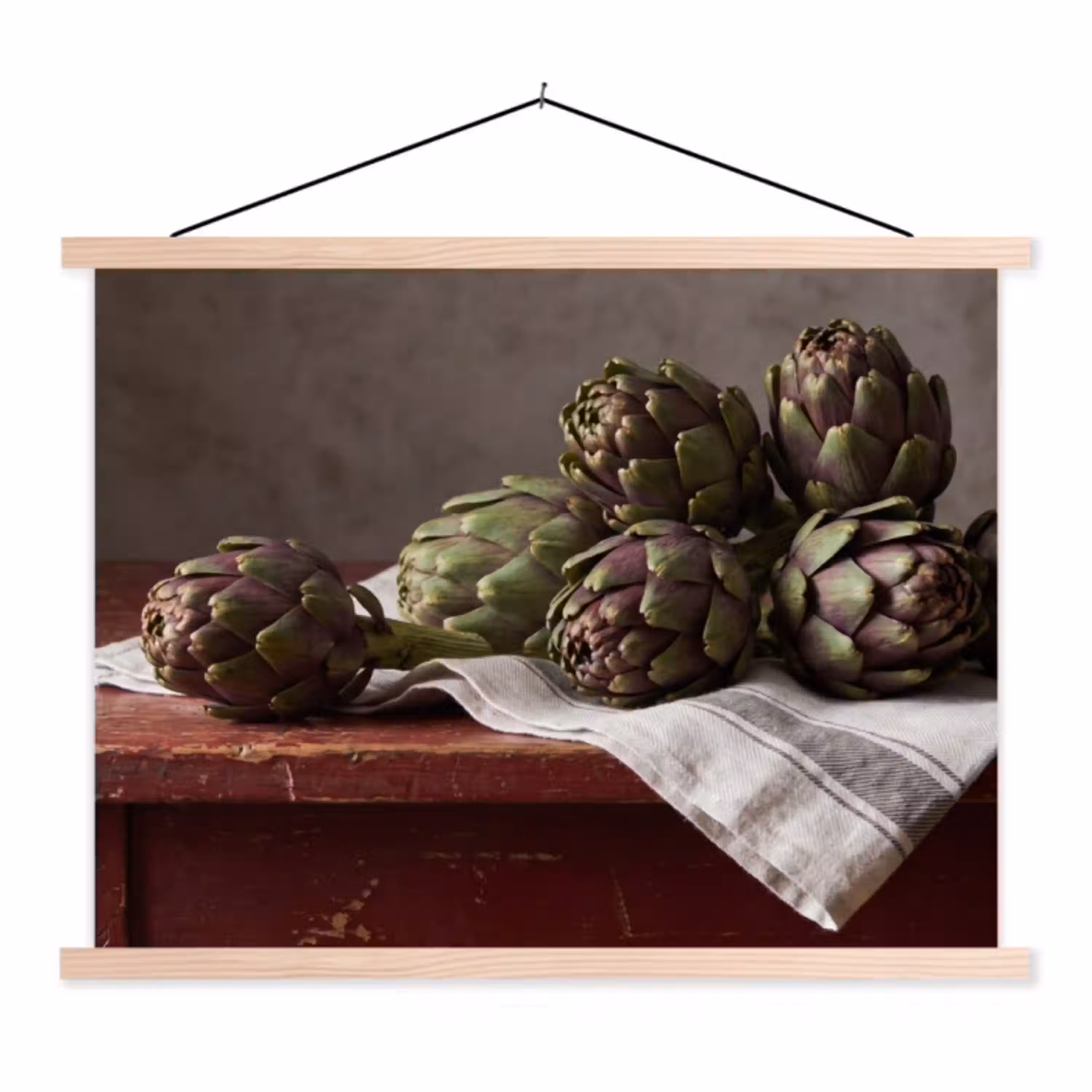 Artisjok - Eten - Rustiek textielposter latten blank klein -3d
